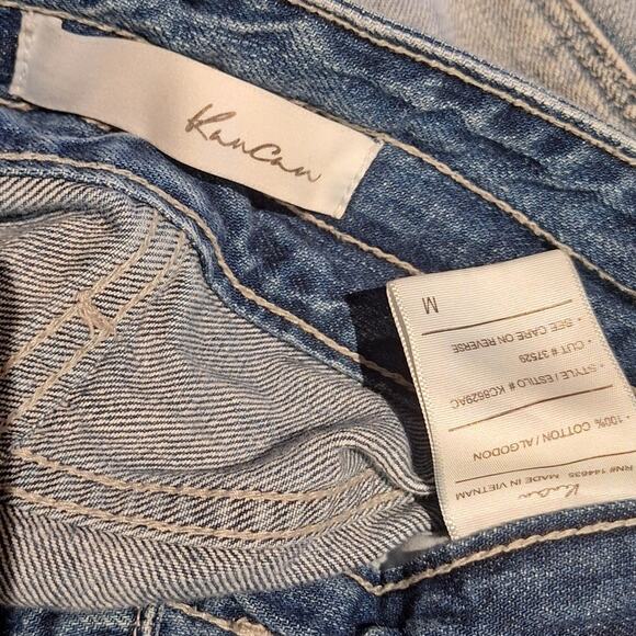 Kancan High rise frayed hem drawstring denim shorts distressed jean shorts M/ - Picture 4 of 5